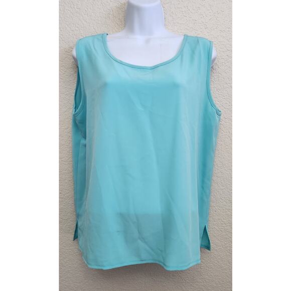 Da-Rue Petite Draper's & Damon's Teal Sleeveless Tank Top 16P Lightweight Flowy - Picture 1 of 4